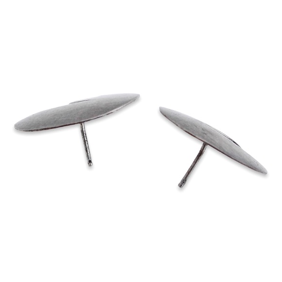 Vintage Sterling Silver Stud Earrings Abstract Modernist Large Crescent Studs - Picture 2 of 3